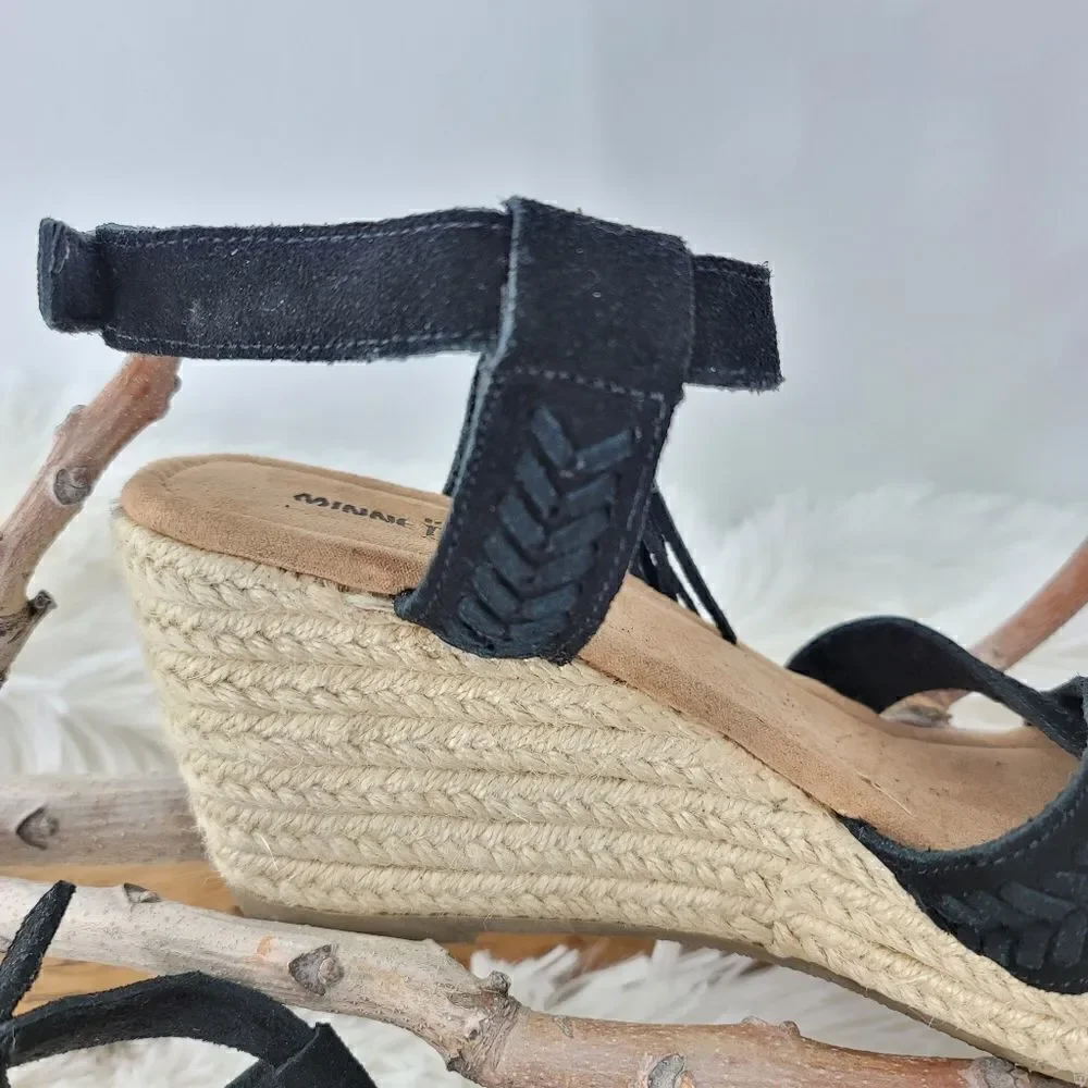 Minnetonka black suede espadrilles wedges